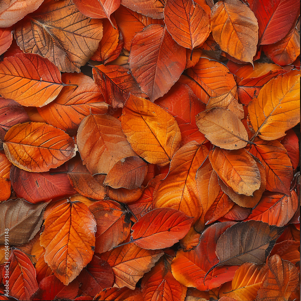 Background group autumn orange leaves.