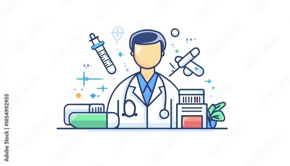 Sleek and modern doctor line icon with clean medical elements. Sleek and modern doctor line icon with clean medical elements.