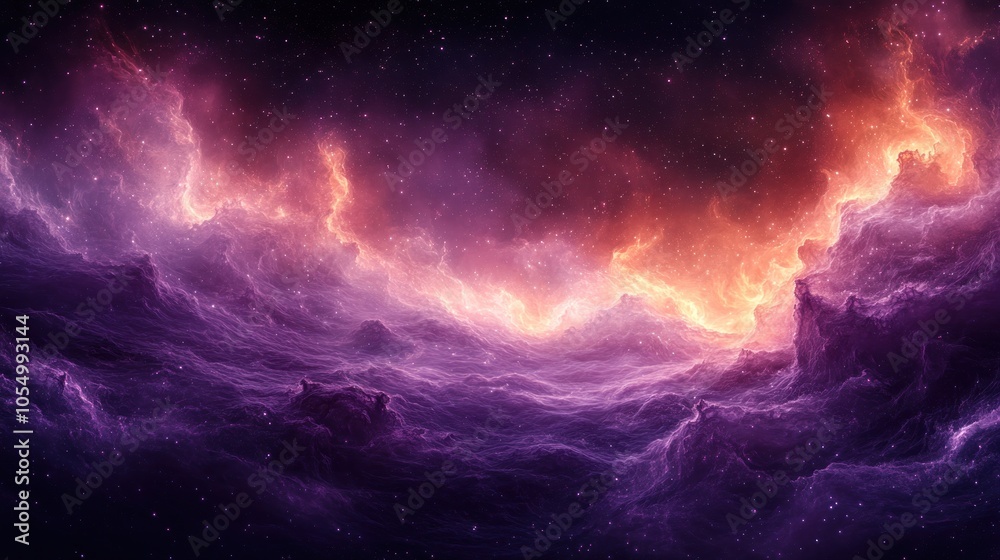 Purple and Orange Cosmic Nebula with Stars Purple and Orange Cosmic Nebula with Stars