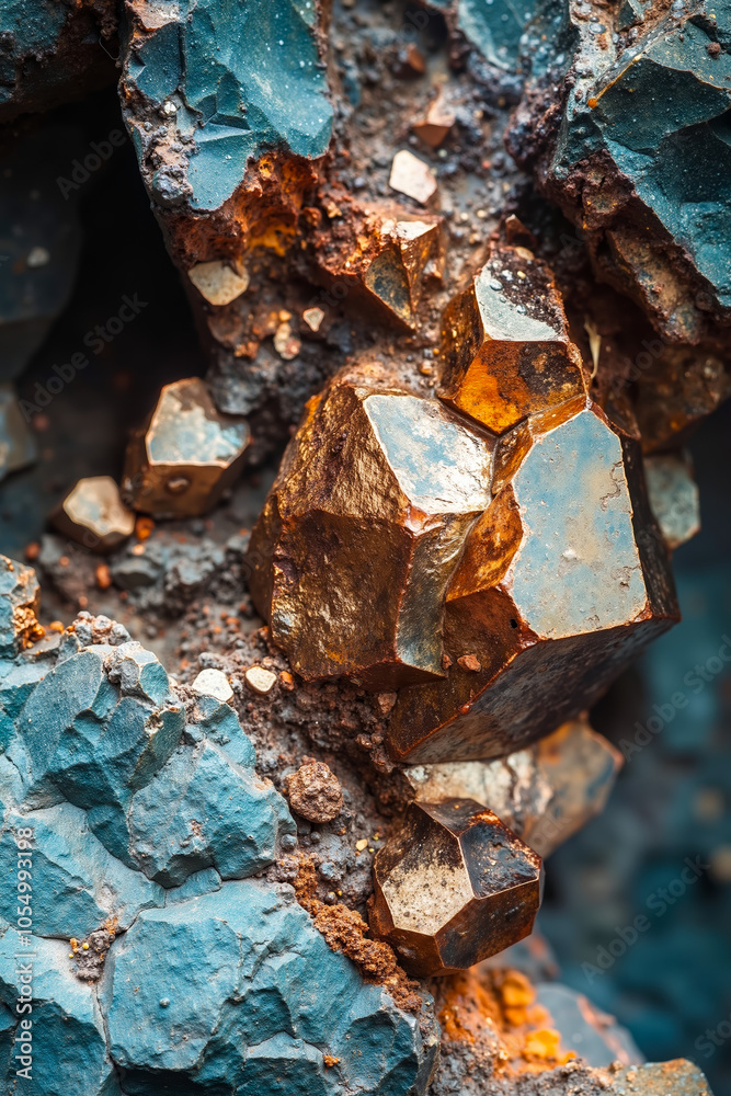A close-up photograph of a rocky surface with variously colored and shaped stones, including blue, orange, and brown hues, and some with a metallic sheen A close-up photograph of a rocky surface with variously colored and shaped stones, including blue, orange, and brown hues, and some with a metallic sheen