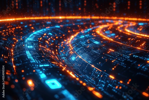 Wallpaper Mural Abstract digital data flow with glowing lines. Torontodigital.ca