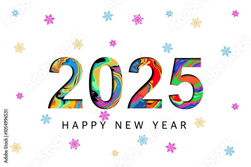 2025 Happy New Year Background Design. Colourful and Trendy New Year 2025 Design Template. Illustration.