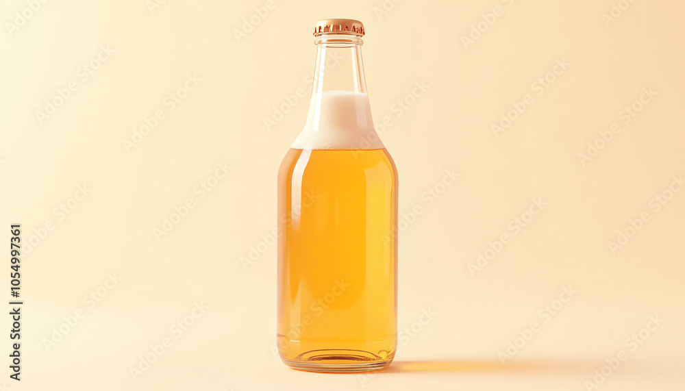 Bottle of Beer Illustration Minimalist Style Yellow Tones Celebration Bottle of Beer Illustration Minimalist Style Yellow Tones Celebration