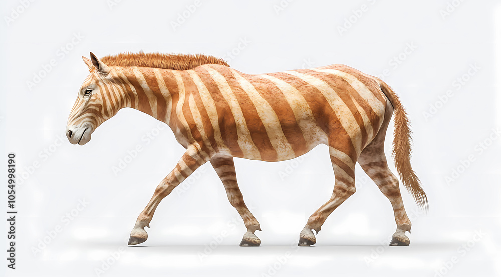 Fototapeta premium Quagga Reimagined: A Realistic Depiction on a White Background