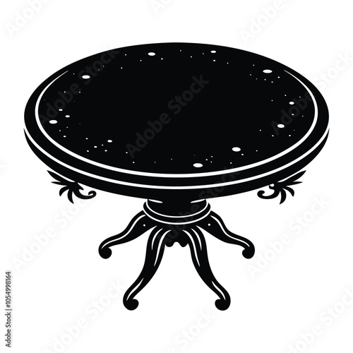 Round Table Silhouette Vector Illustration,  Minimalist Furniture Design