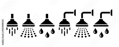 Toilet shower icons set. Shower bathroom badge, logo, label, sticker, Shower room sign. Vector Illustration
