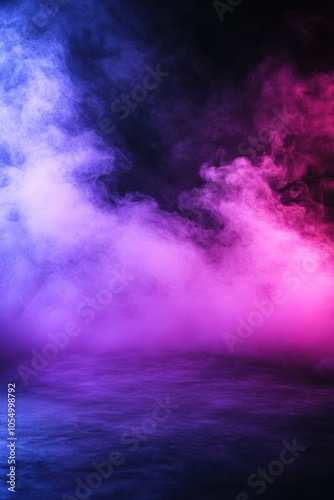 Abstract Neon Light and Smoke Scene