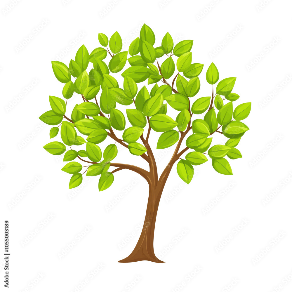 Green tree with lush leaves, vibrant foliage, brown trunk, isolated on transparent background, png Green tree with lush leaves, vibrant foliage, brown trunk, isolated on transparent background, png