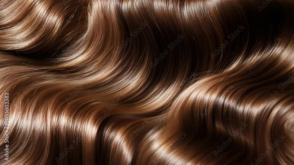 Long, shiny brown hair in soft waves