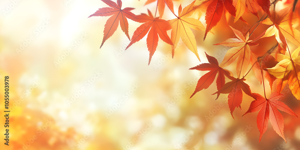 Vibrant Autumn Maple Leaves with Sparkling Bokeh Vibrant Autumn Maple Leaves with Sparkling Bokeh