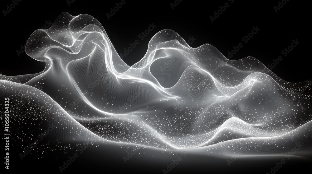 Ethereal waves of light create a tranquil ambiance in a dark setting, showcasing fluid motion and soft glow Ethereal waves of light create a tranquil ambiance in a dark setting, showcasing fluid motion and soft glow