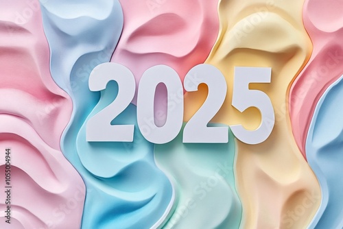 Colorful Paper Cut Art Style for 2025 Celebration