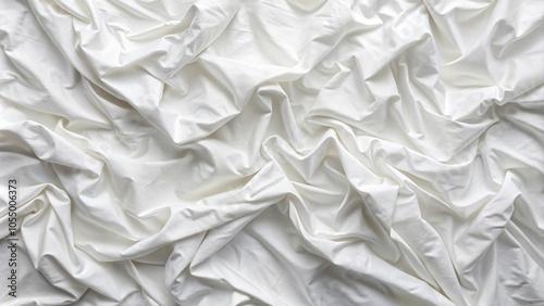 White crumpled fabric texture background with forced perspective