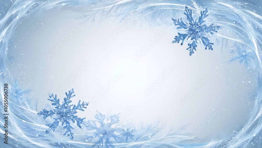 Frozen blue winter wonderland with snowflakes, perfect for Christmas card designs Frozen blue winter wonderland with snowflakes, perfect for Christmas card designs