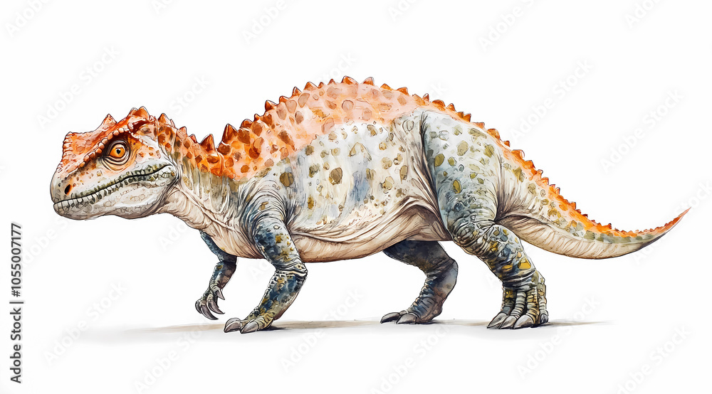 Naklejka premium Realistic Carnotaurus: A Prehistoric Predator on a White Background