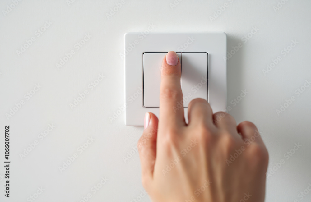 Hand Pressing White Light Switch
