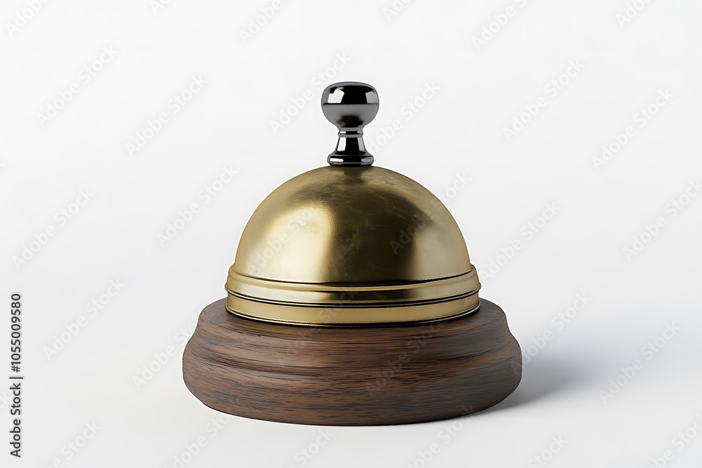 Old brass hotel bell isolated on white Old brass hotel bell isolated on white