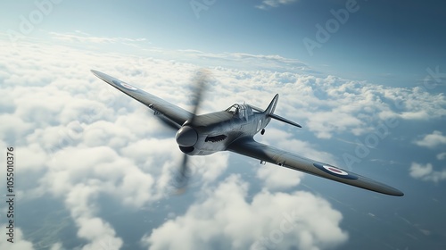 WW2 airplane in middle flight