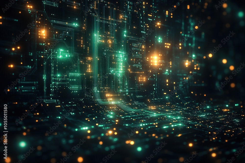 Abstract digital network with glowing lines and particles. Abstract digital network with glowing lines and particles.