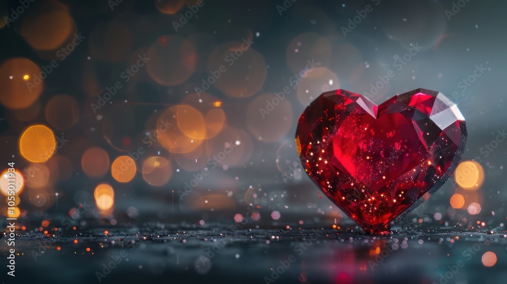 Sparkling Red Heart on a Dark Background Sparkling Red Heart on a Dark Background