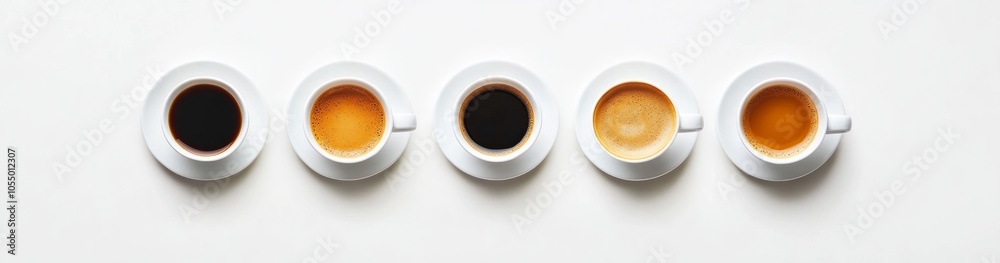 Fototapeta premium Different Types of Coffee in White Cups