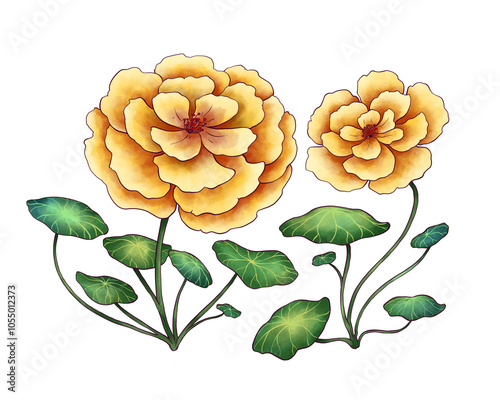 Flower Collection Illustration with Transparent Background. Colorful Spring Floral Set.