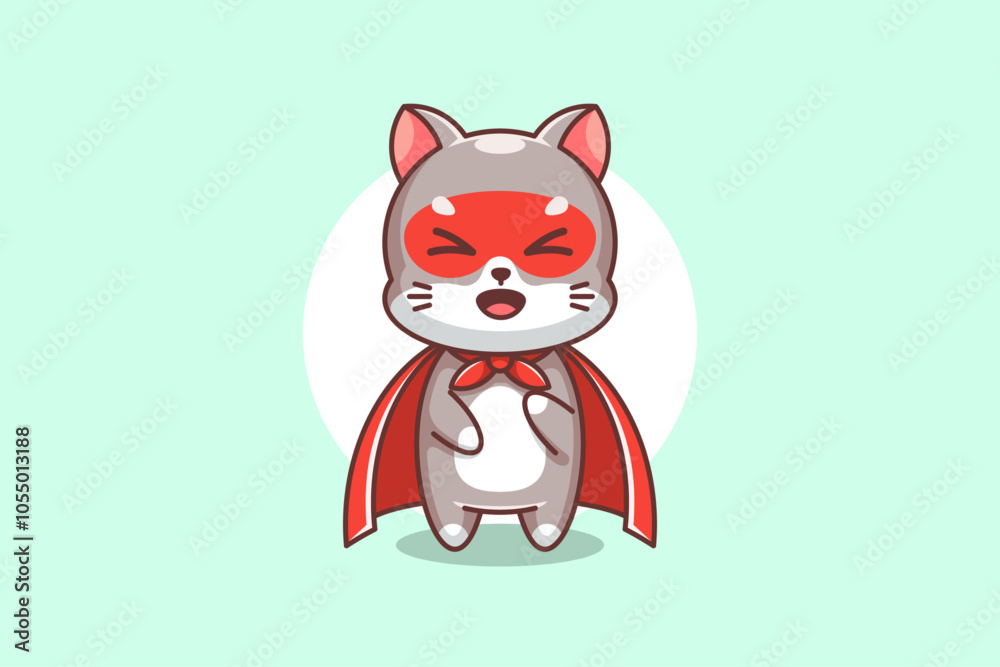 Fototapeta premium Cute cat super hero cartoon