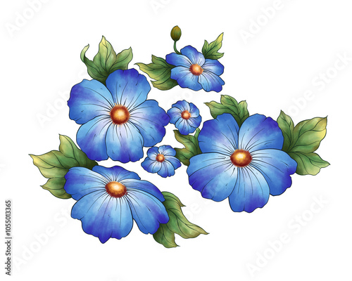 Flower Collection Illustration with Transparent Background. Colorful Spring Floral Set.