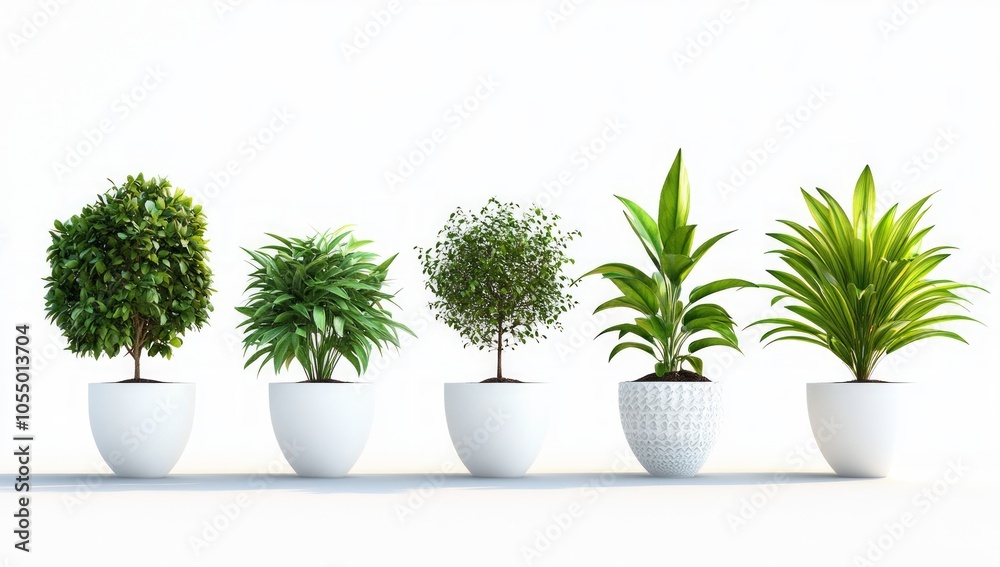 Four Vibrant Houseplants in Stylish Pots Four Vibrant Houseplants in Stylish Pots