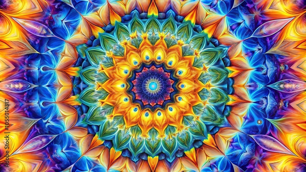A symphony of vibrant hues and intricate patterns, creating a mesmerizing mandala of swirling, kaleidoscopic beauty. A symphony of vibrant hues and intricate patterns, creating a mesmerizing mandala of swirling, kaleidoscopic beauty.