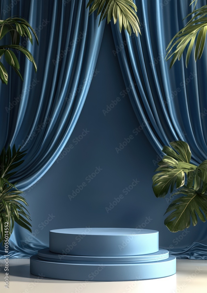 Obraz premium illustration of a podium with palm tree