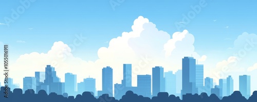 Cityscape Silhouette on a Sunny Day