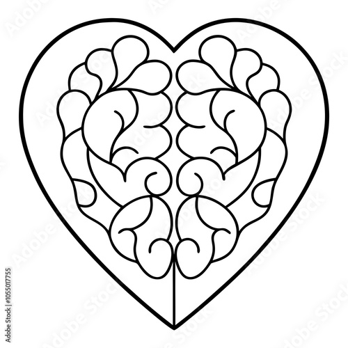 Valentine Heart Brain Vector Design.