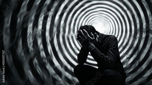 Man in Despair Depression Anxiety Psychological Distress Spiral Background