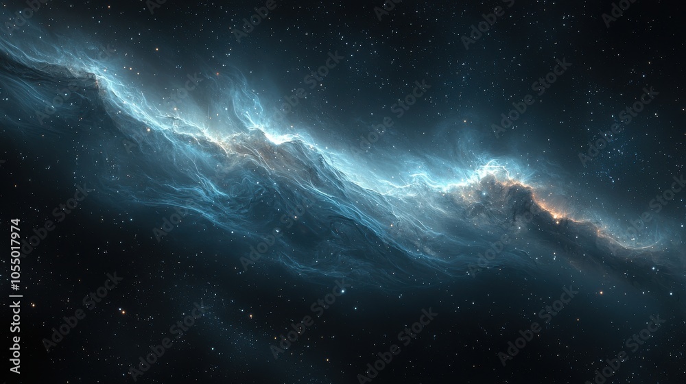 Obraz premium A vibrant cosmic nebula illuminates the dark expanse of space, showcasing brilliant colors and intricate formations against a starry backdrop