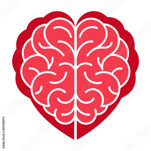 Valentine Heart Brain Vector Design.