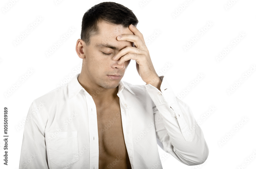 Headache and migraine. Young attractive man. Headache and migraine. Young attractive man.