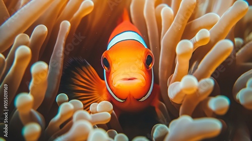 Clownfish in Anemone Coral, Underwater Macro