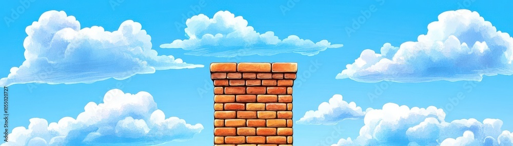 Fototapeta premium Simple chimney with bricks traditional theme watercolor Complementary Color Scheme