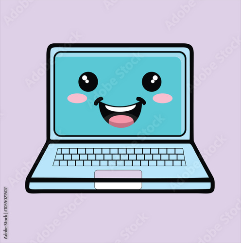 vector illustration of laptop computer cartoon character