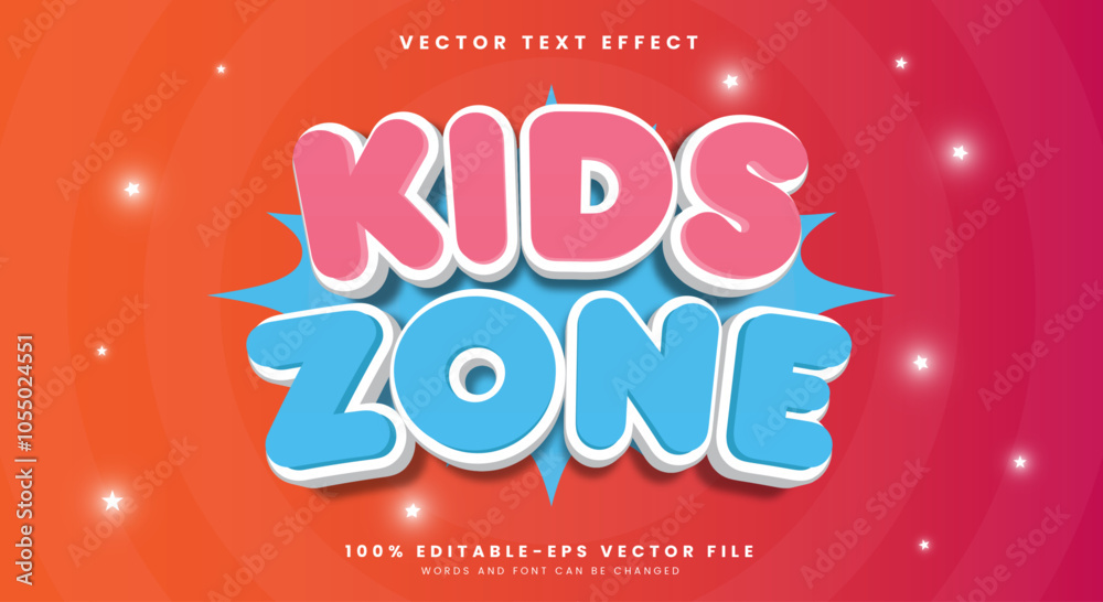 Kids Zone Comic Style 3d editable text effect Template Kids Zone Comic Style 3d editable text effect Template