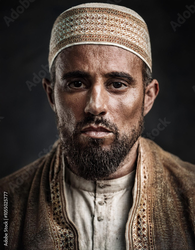 Face of Frustrated Middle Eastern Muslim Man Wearing Islamic Clothes