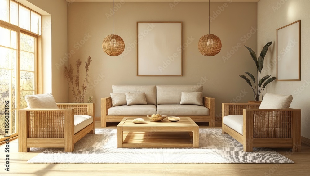 Fototapeta premium Modern Minimalist Living Room Design