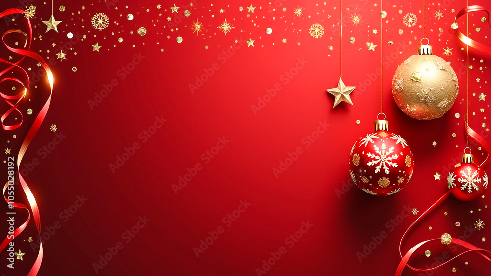 Christmas background with snow effect, bokeh light, flower, pine tree and glowing effect Christmas background with snow effect, bokeh light, flower, pine tree and glowing effect