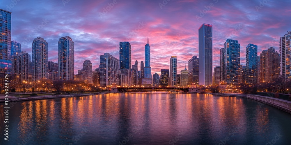 Obraz premium Chicago Skyline at Dusk