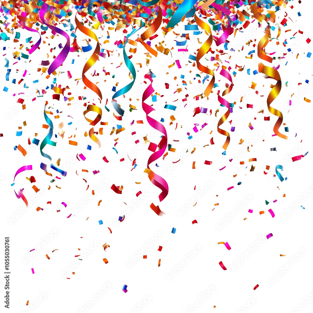 Colorful Falling Confetti burst illustration on a transparent background, PNG clipart, Colorful Confetti And Ribbon celebrations design