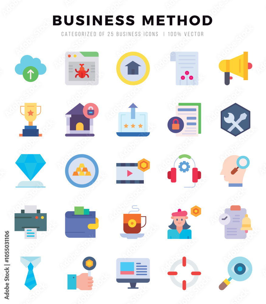 Business Method Icons bundle. Flat style Icons. Vector illustration. Business Method Icons bundle. Flat style Icons. Vector illustration.