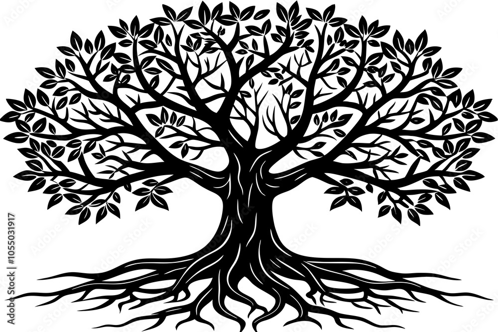 Obraz premium Sprawling Tree Silhouette Vector