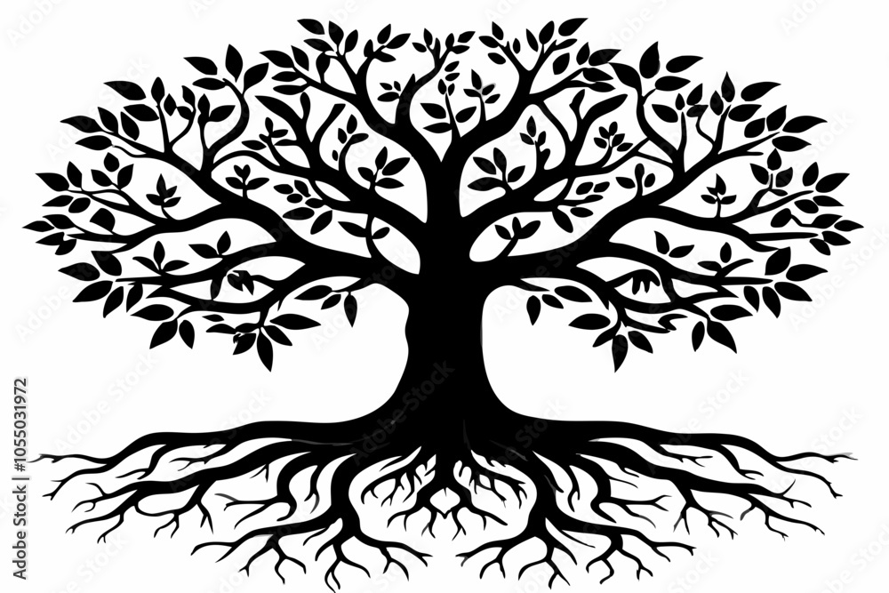Obraz premium Sprawling Tree Silhouette Vector