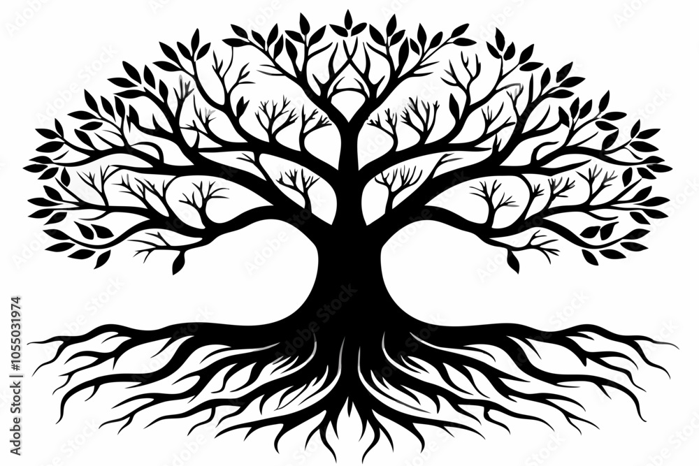 Obraz premium Sprawling Tree Silhouette Vector